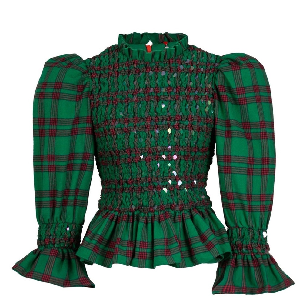 CeliaB Green and Red Plaid Blouse